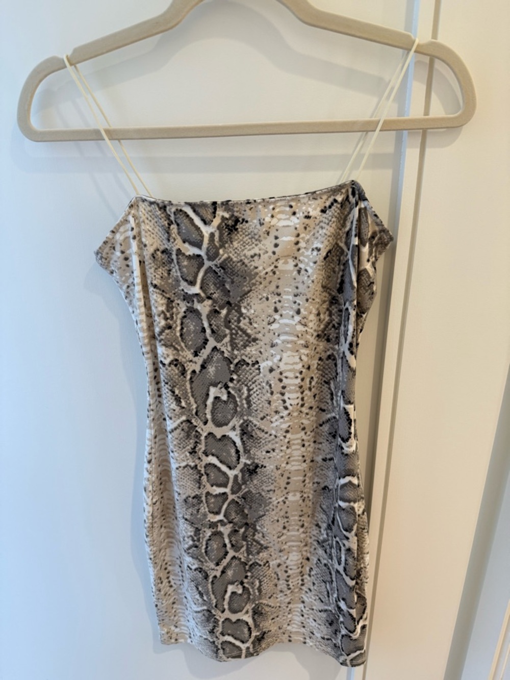 Snake skin spaghetti strap soft mini dress